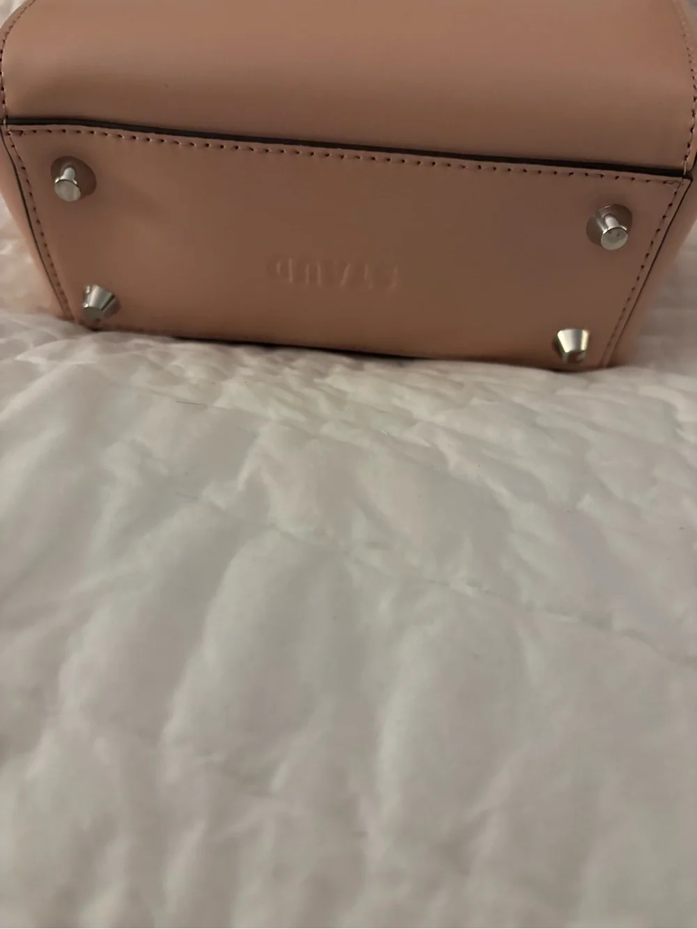 Staud Mini Shirley Bag Crossbody Tote Blush Pink Leather removable zipper pouch